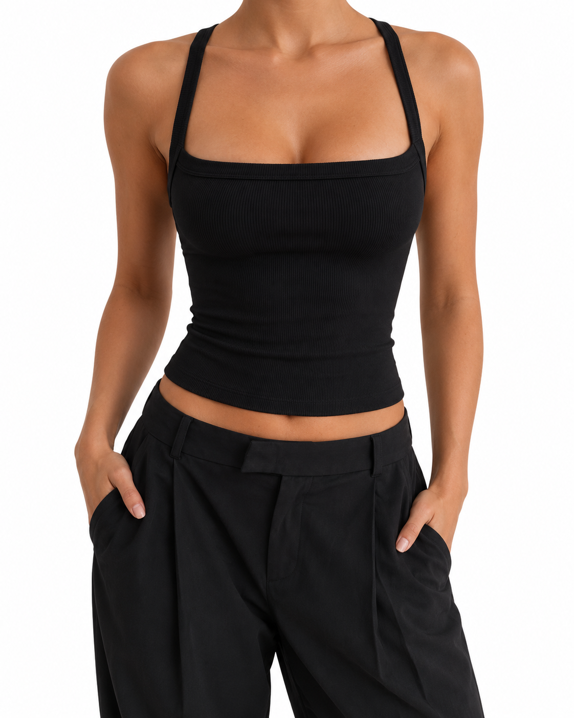Noremi Backless Tank Top — The Cross-Strap Statement That Owns the Room