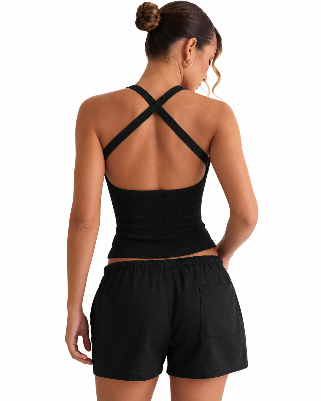 Noremi Backless Tank Top — The Cross-Strap Statement That Owns the Room
